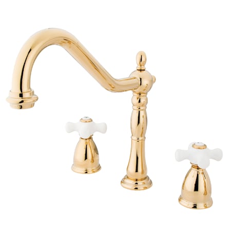 Kingston Brass Widespread Kitchen Faucet, Polished Brass KB1792PXLS